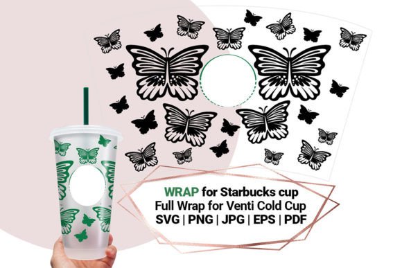Butterfly Wrap SVG for Starbucks Cup 24