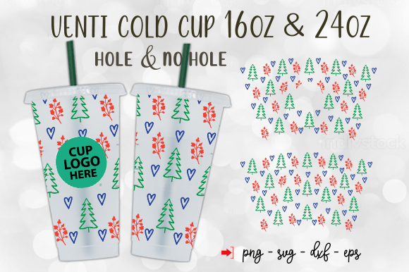 Christmas Tree Venti Cold Cup 24oz Wrap