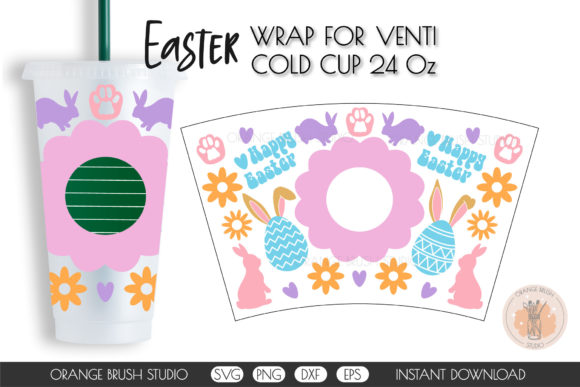Happy Easter Bunny SVG Full Wrap Tumbler