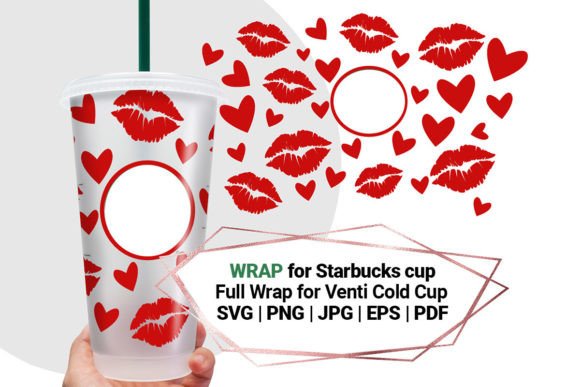 Hearts, Kisses Wrap Svg for Starbucks