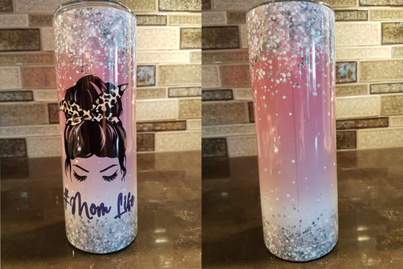 Pink Glitter 20 Oz Straight Mom Life