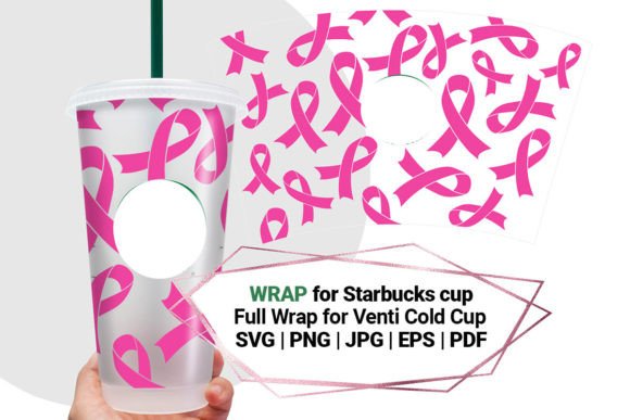 Pink Ribbon Wrap SVG for Starbucks Cup