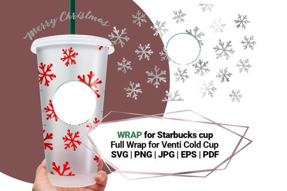 Snowflakes Wrap SVG for Starbucks Cup 24
