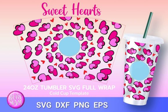 Sweet Hearts, Love Hearts, 24oz Cold Cup