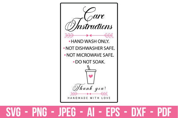 Tumbler Care Card Instructions SVG